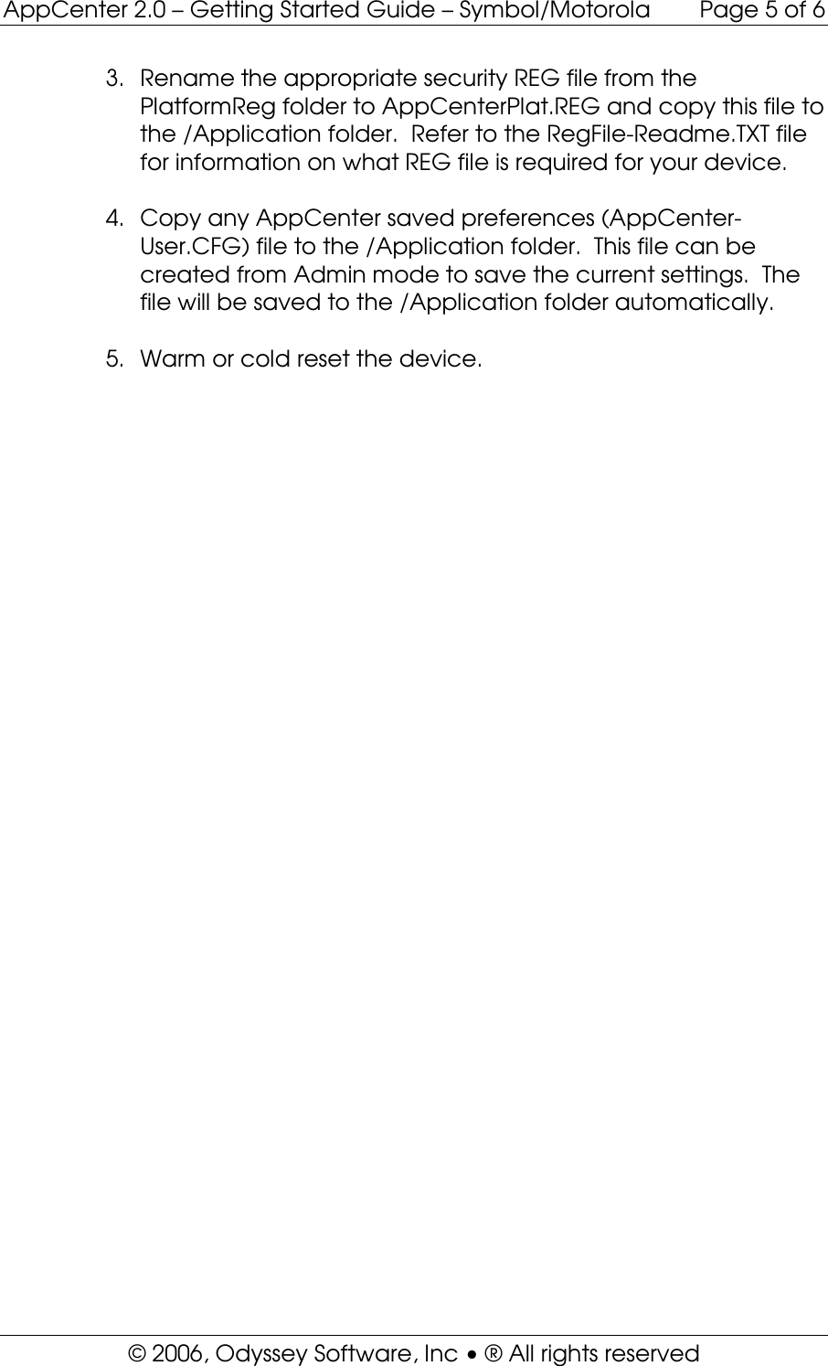 Page 6 of 6 - AppCenter 2.0 WM Getting Started Guide _Symbol-Motorola_ App Center (Symbol-Motorola)