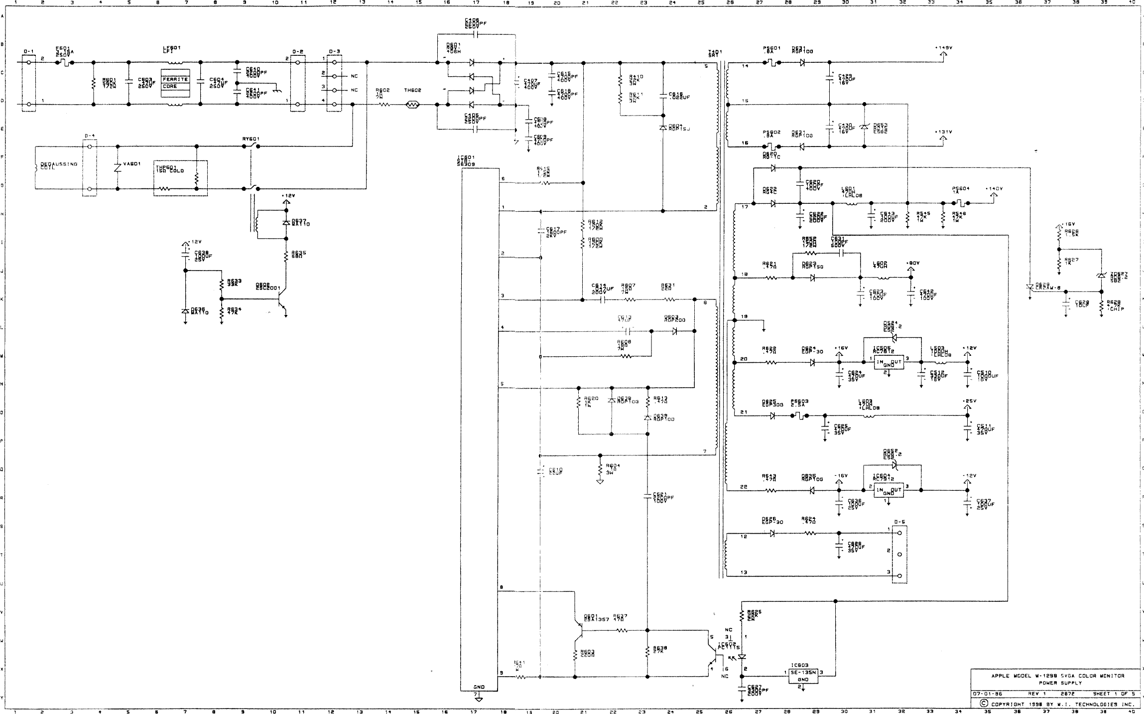 Page 1 of 5 - Apple M-1298 Monitor Schematic