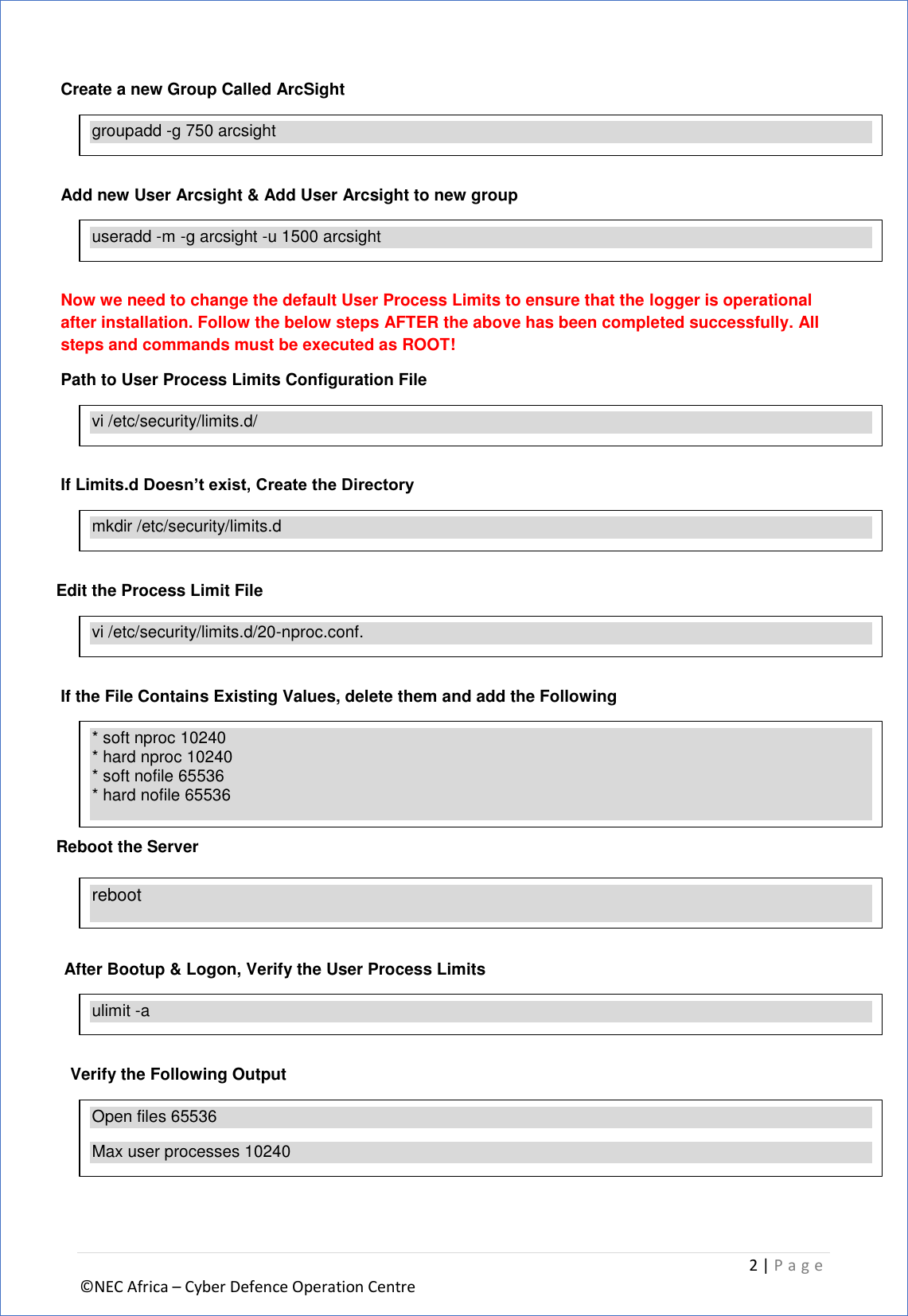 Page 4 of 6 - Cyber Defense Operations Centre Arc Sight Logger 6.4 Install Guide