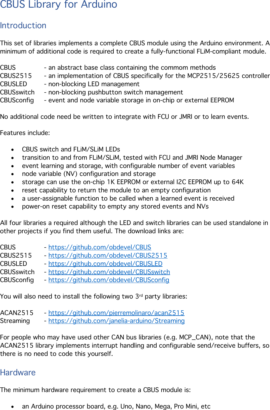Page 1 of 7 - Arduino CBUS Library Instructions 1.0