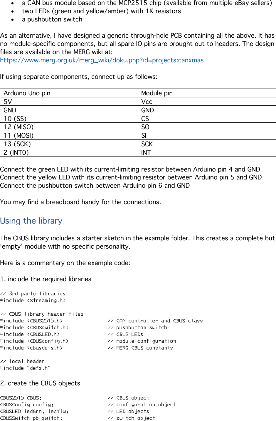 Page 2 of 7 - Arduino CBUS Library Instructions 1.0
