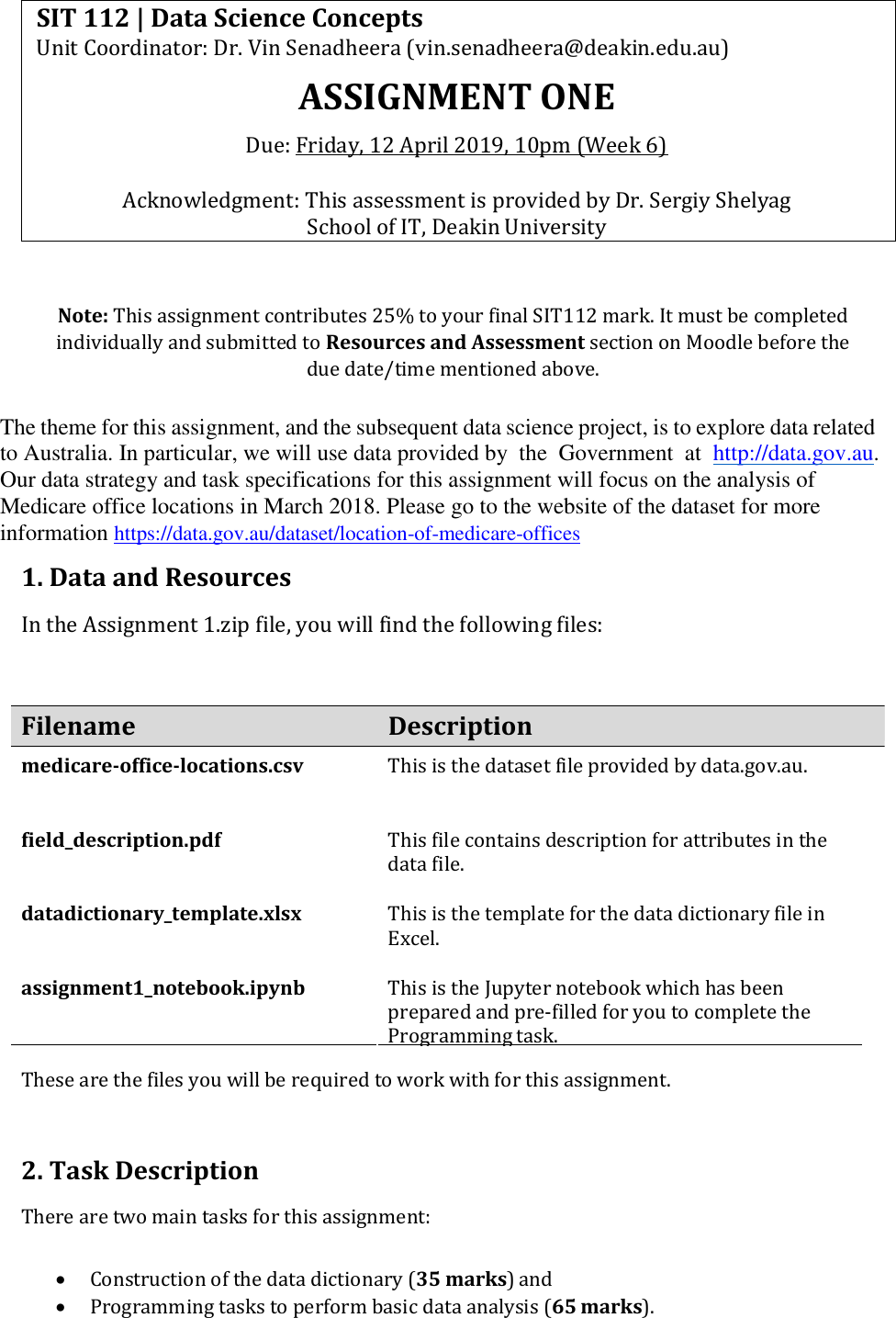 Page 1 of 2 - Assignement1 Instructions