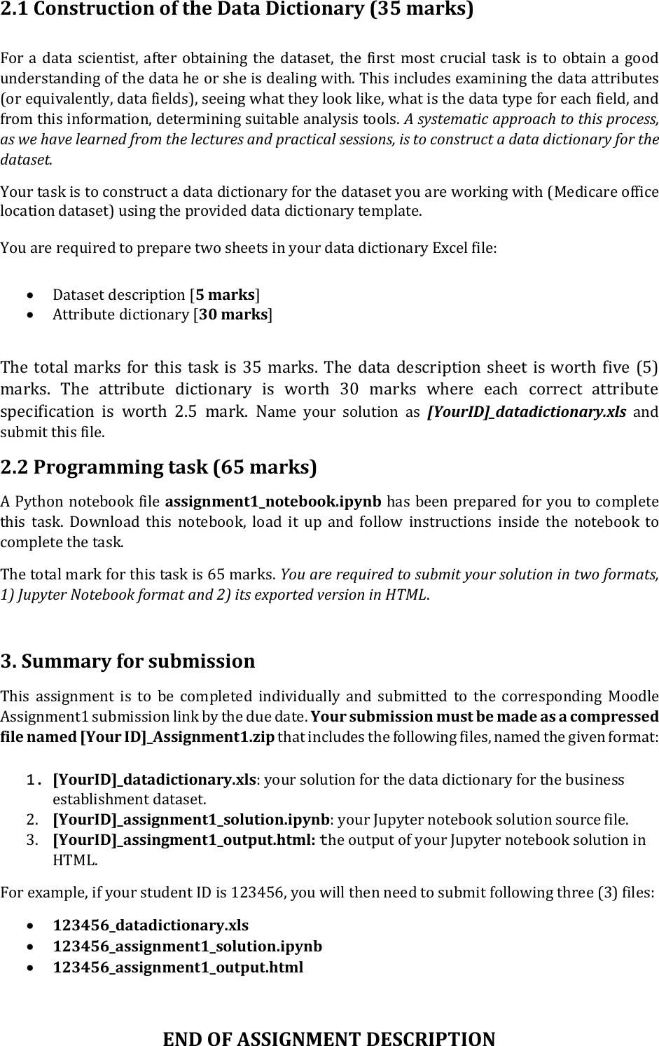 Page 2 of 2 - Assignement1 Instructions