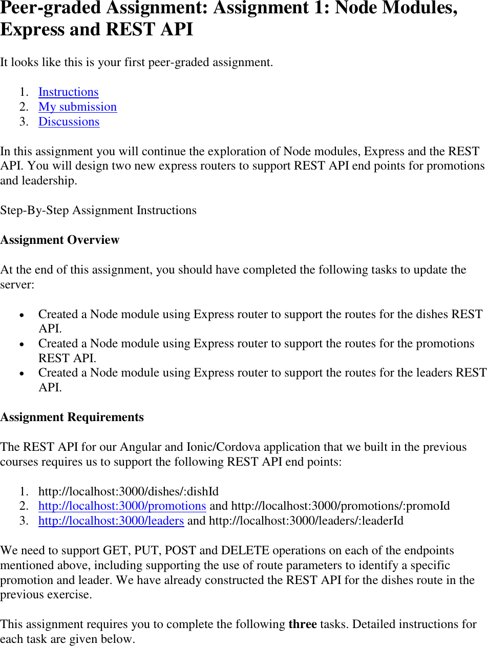 Page 1 of 3 - Assignment Instructions