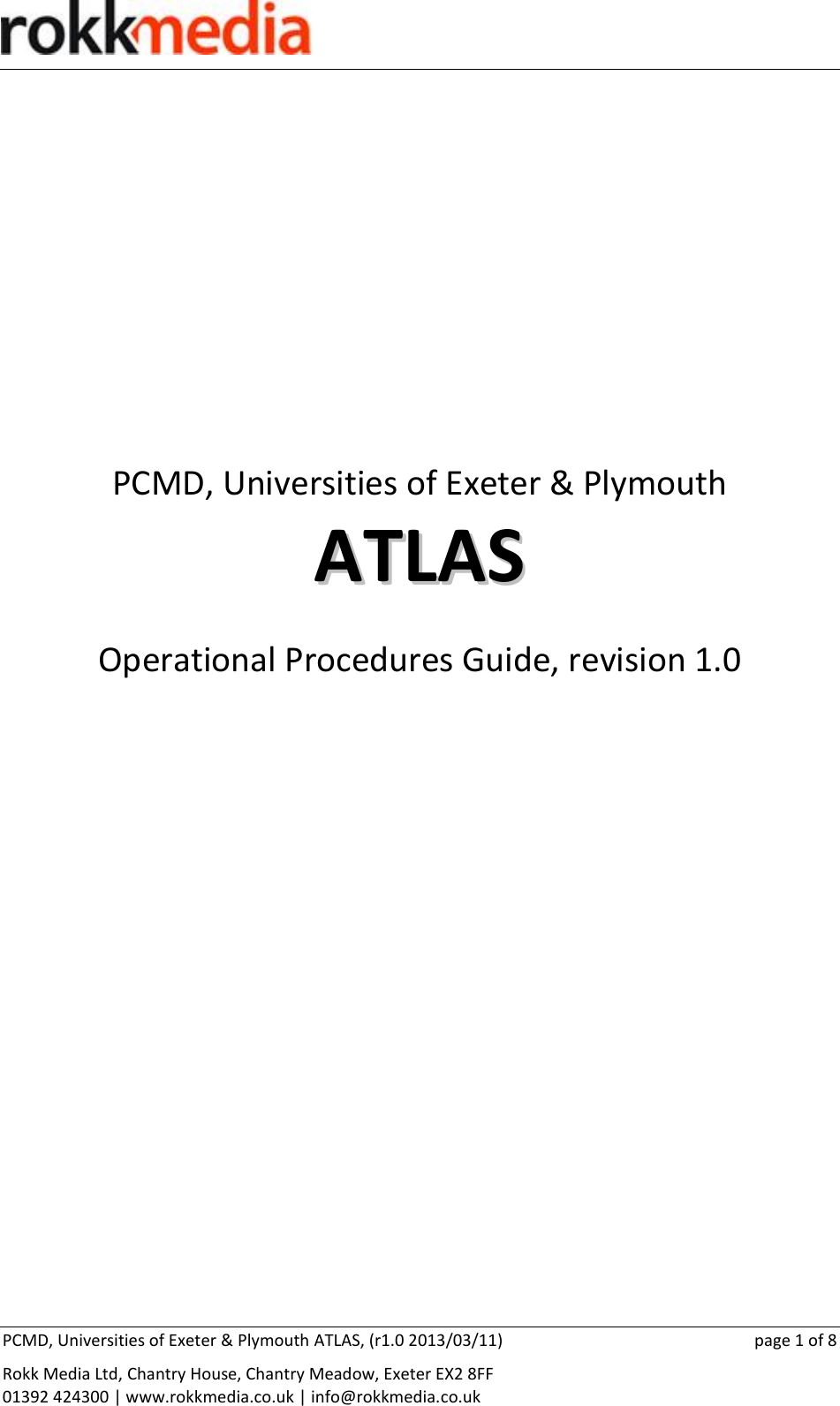 Page 1 of 8 - ATLAS Procedures Guide V1.0