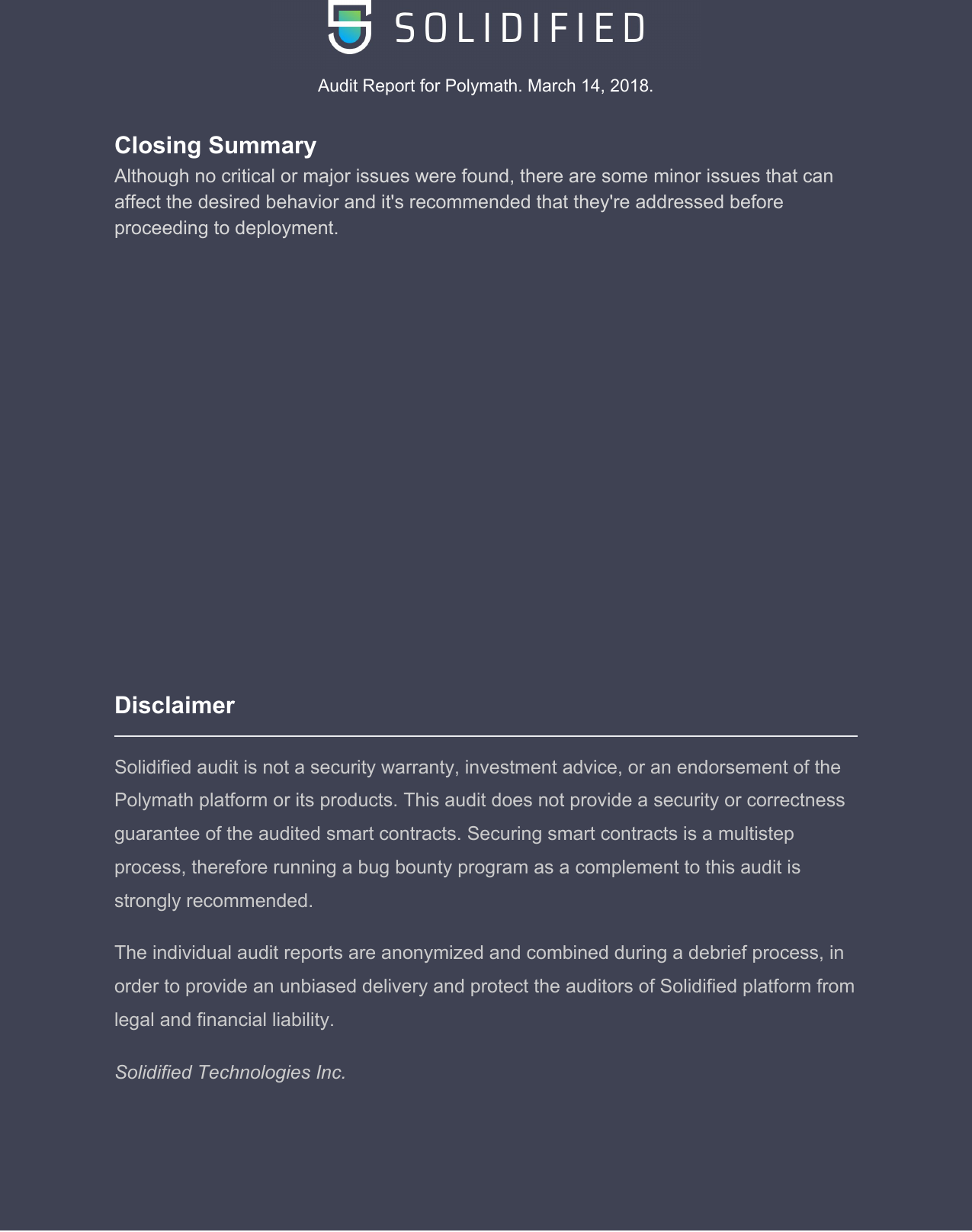Page 5 of 5 - Audit Report - Polymath Patches For General Transfer Manger, Count Manager And Manual Approval Man