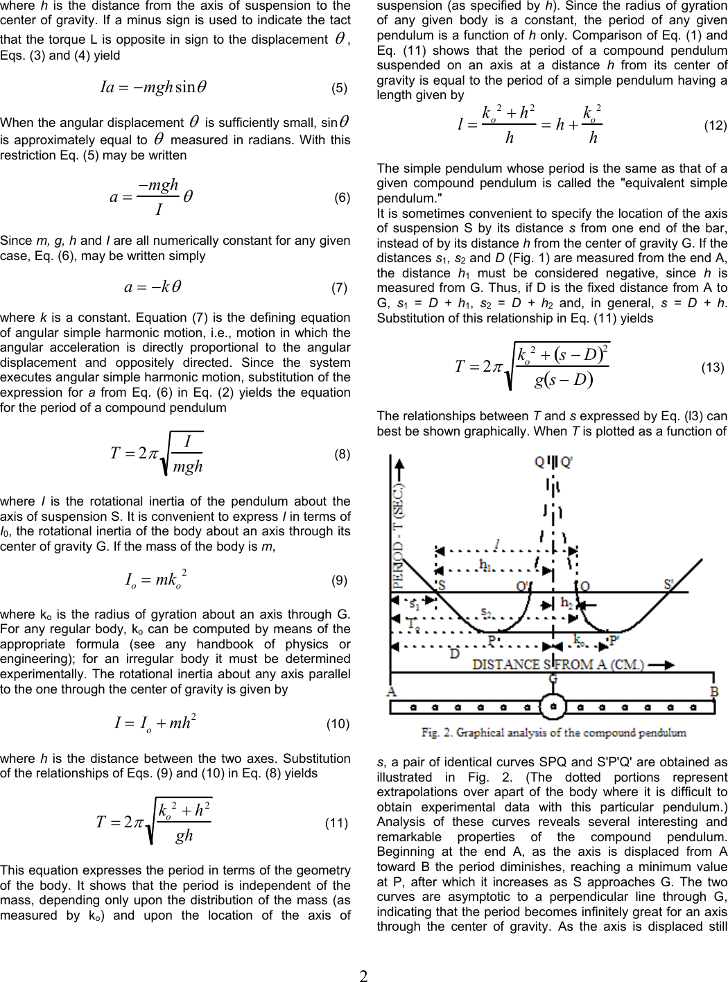 Page 2 of 4 - B 01 CENCO Compound Pendulum Manual