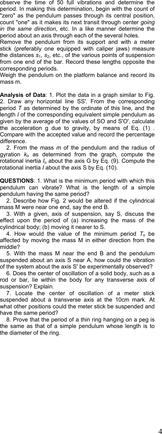 Page 4 of 4 - B 01 CENCO Compound Pendulum Manual