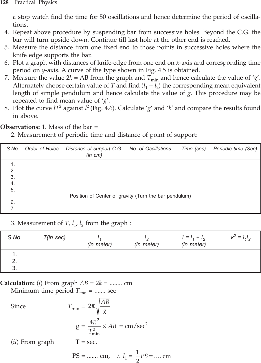 Page 8 of 10 - Practical Physics Experiment Manual B 03 Compound Pendulum