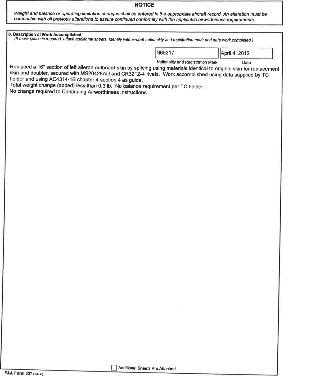 Page 2 of 6 - B-4 N65317 From 337 Major Repair 2015-12-10
