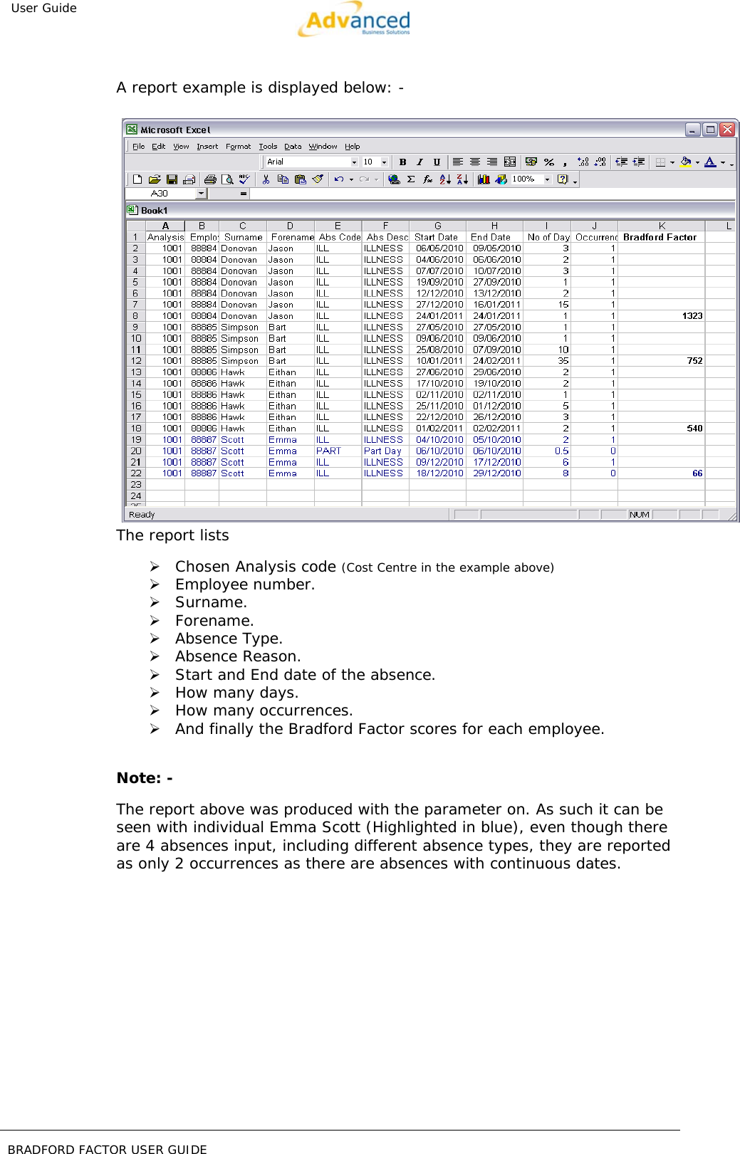 Page 11 of 11 - BRADFORD FACTOR USER GUIDE