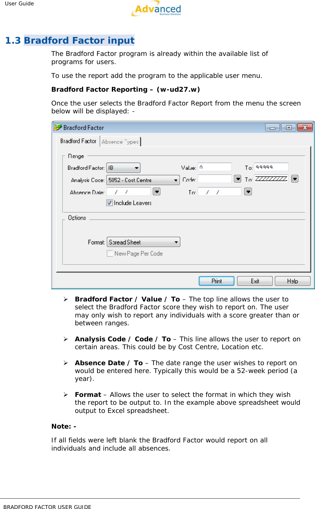 Page 7 of 11 - BRADFORD FACTOR USER GUIDE