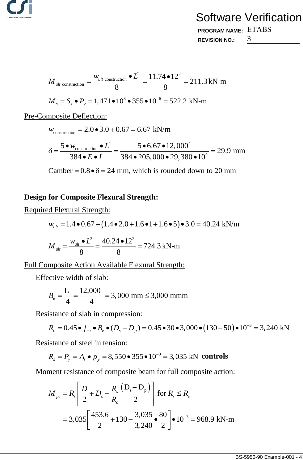 Page 4 of 7 - Contents BS-5950-90 Example 001