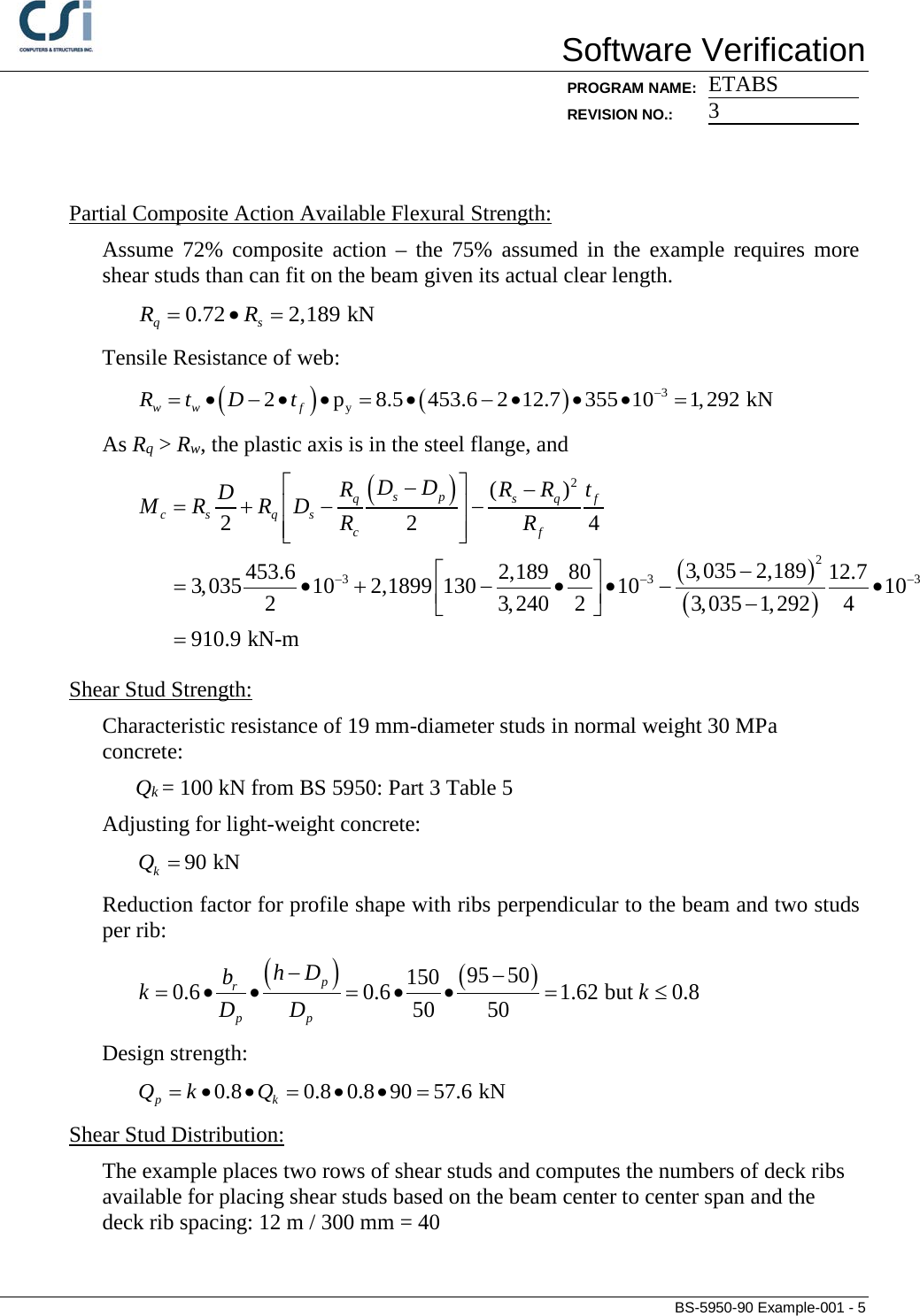 Page 5 of 7 - Contents BS-5950-90 Example 001