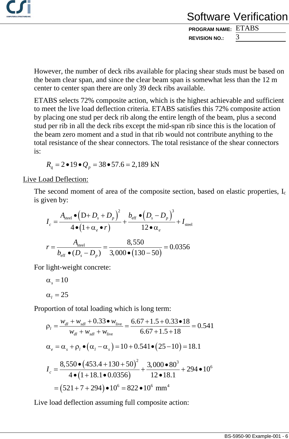 Page 6 of 7 - Contents BS-5950-90 Example 001