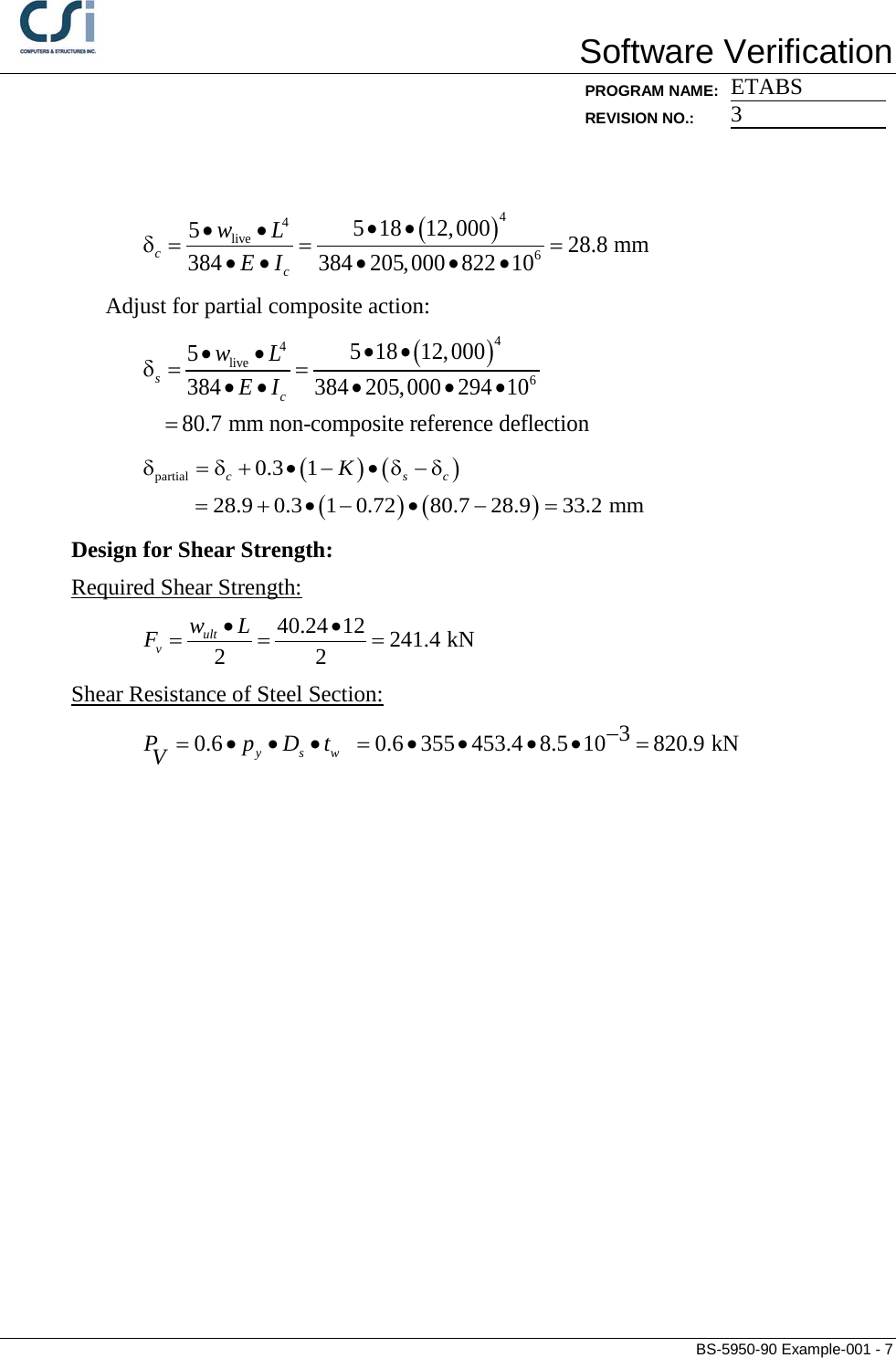 Page 7 of 7 - Contents BS-5950-90 Example 001