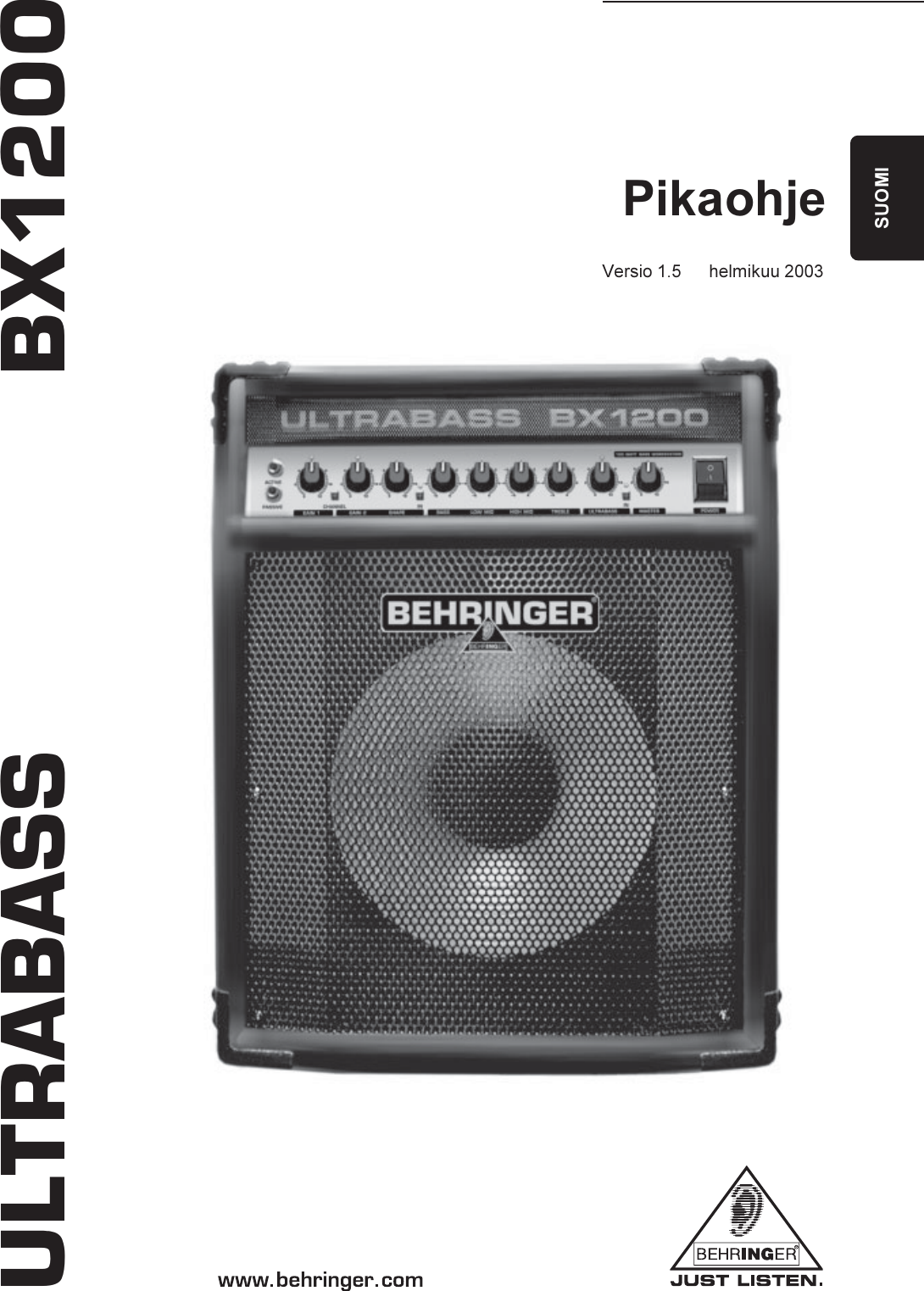 Page 1 of 5 - DATA-MANSHRT_BX1200_FIN_Rev_E.PMD Behringer BX1200 User Manual (Finnish) P0108 M FI