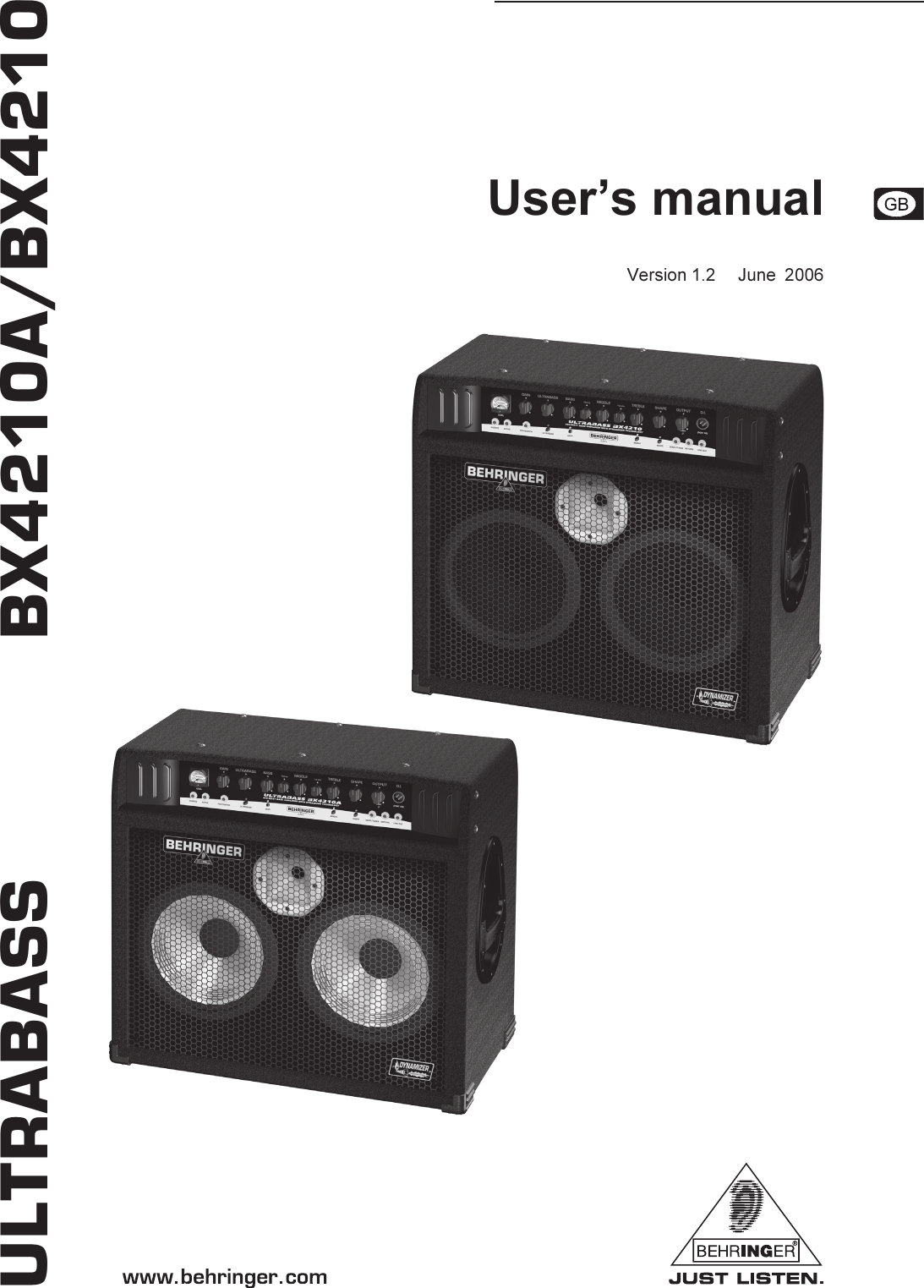 Page 1 of 10 - DATA-MANFULL_BX4210A_ENG_Rev_C.pmd Behringer BX4210A User Manual P0361 M EN