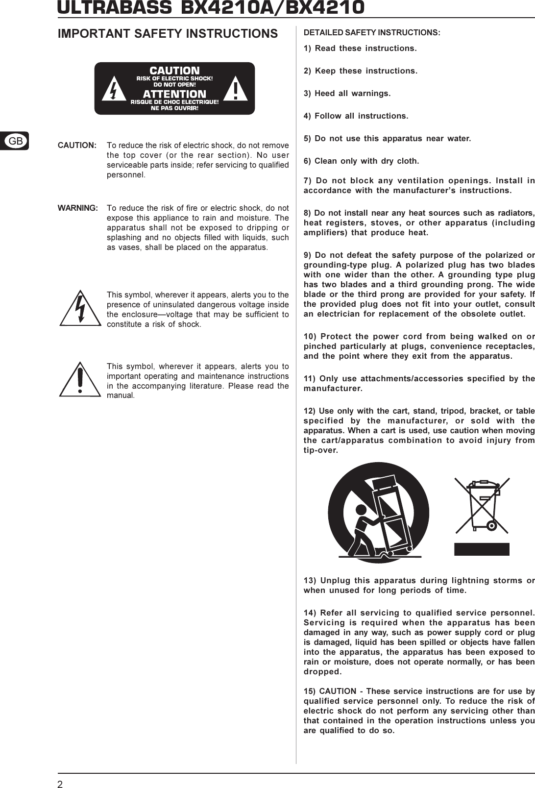 Page 2 of 10 - DATA-MANFULL_BX4210A_ENG_Rev_C.pmd Behringer BX4210A User Manual P0361 M EN