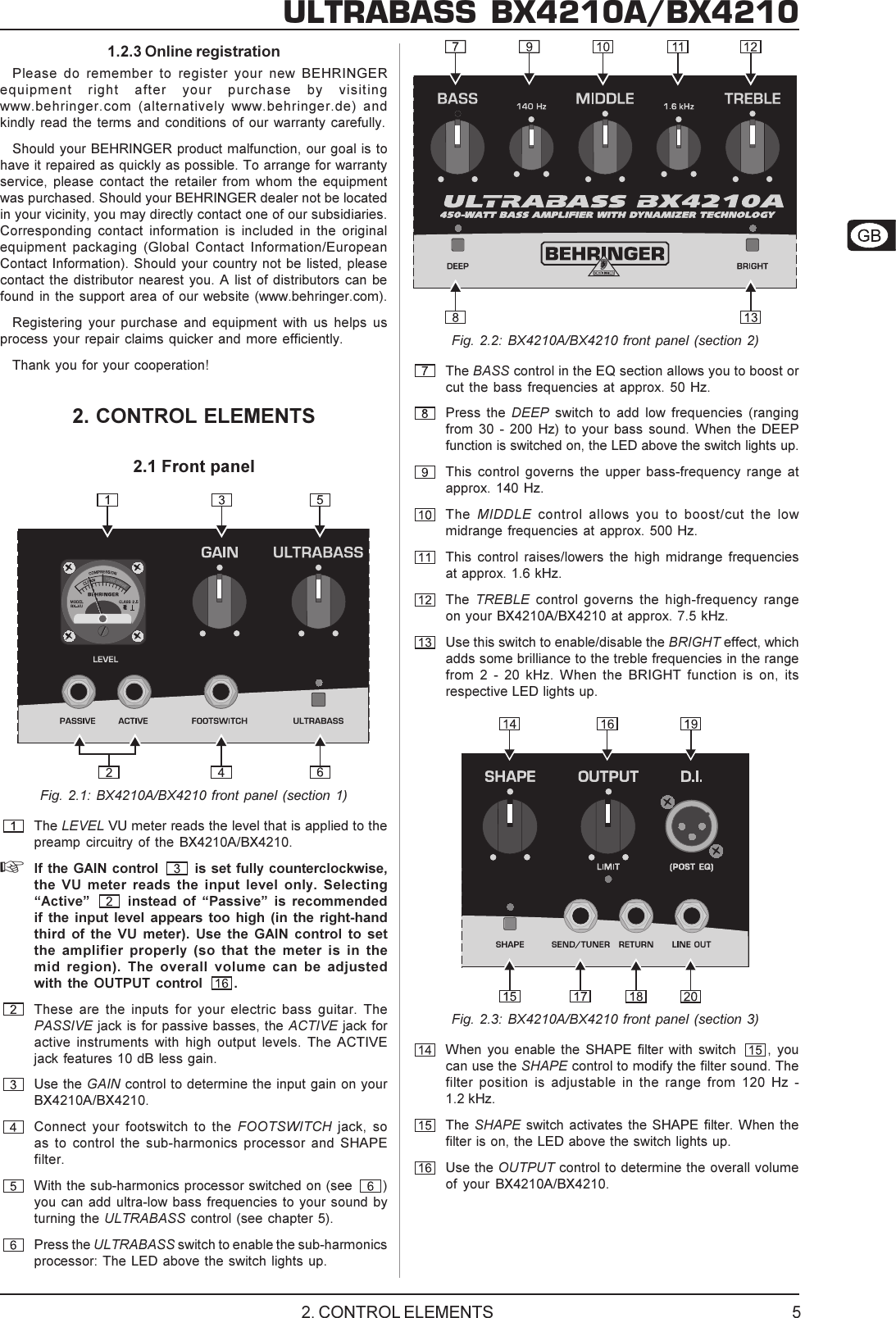 Page 5 of 10 - DATA-MANFULL_BX4210A_ENG_Rev_C.pmd Behringer BX4210A User Manual P0361 M EN