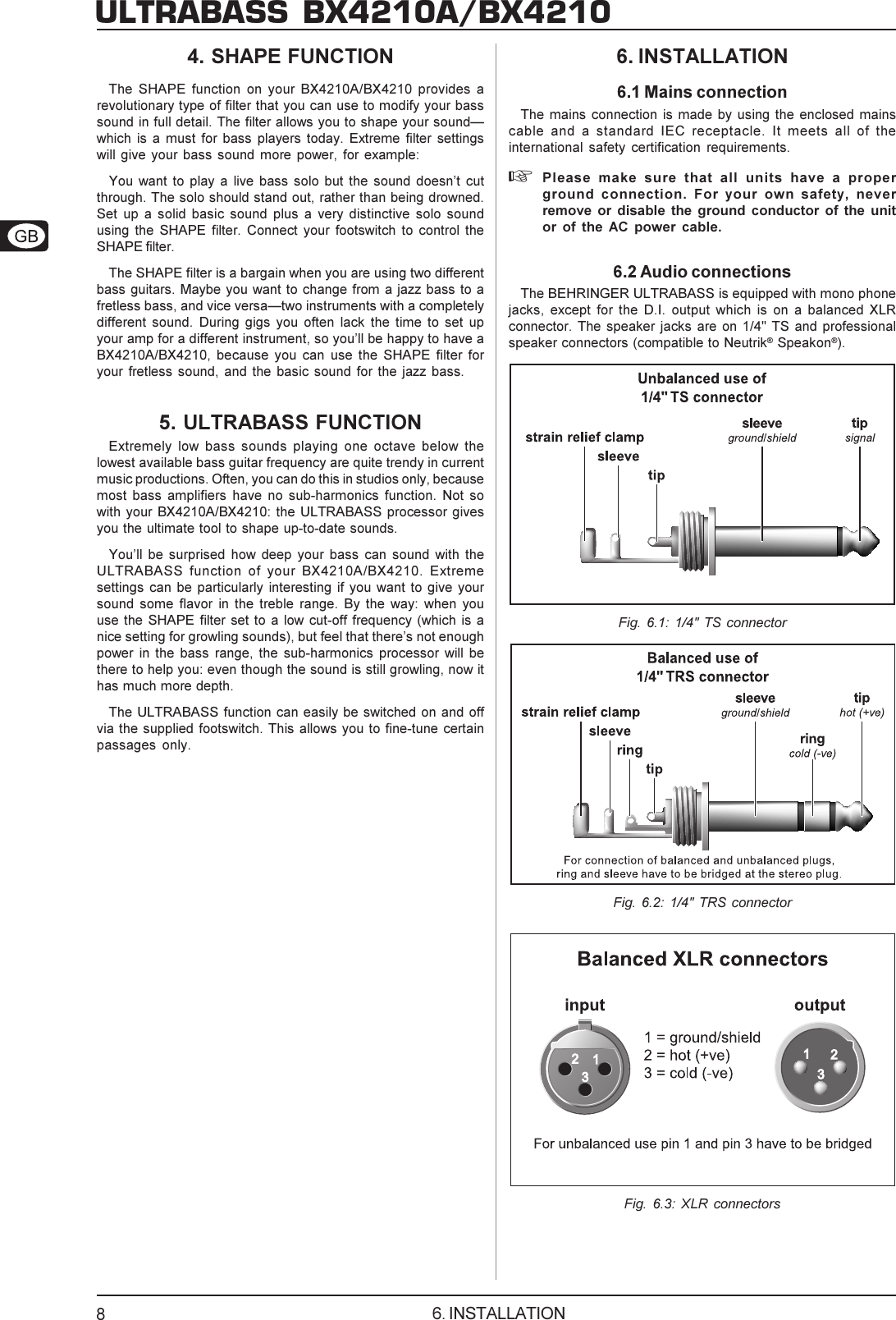 Page 8 of 10 - DATA-MANFULL_BX4210A_ENG_Rev_C.pmd Behringer BX4210A User Manual P0361 M EN