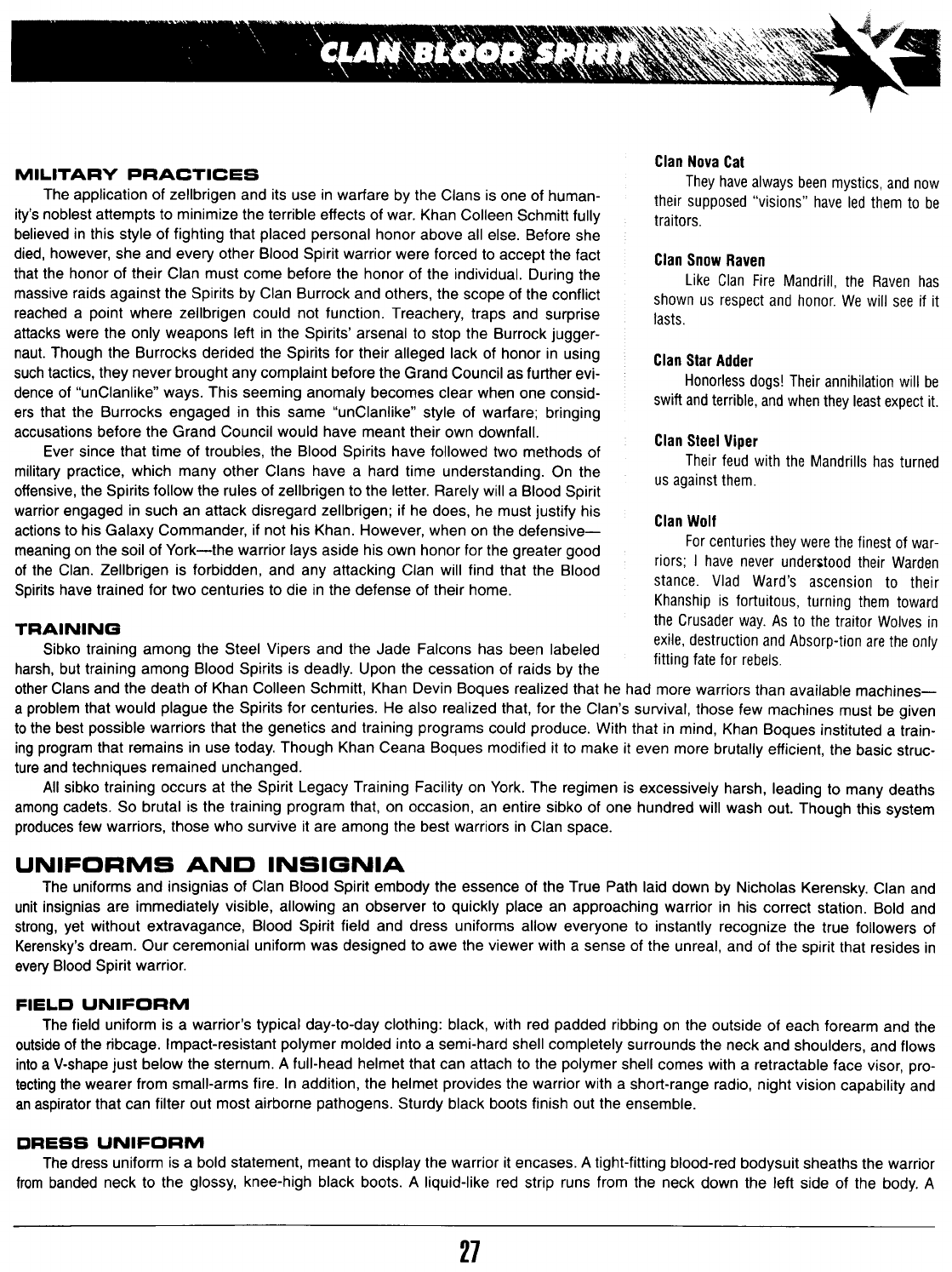 Battle Tech 1706 Field Manual, Crusader Clans