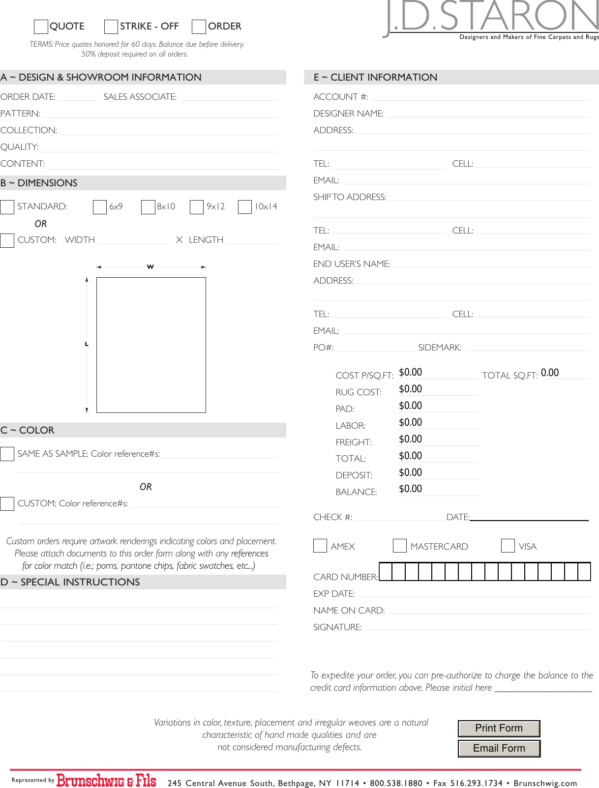 Page 1 of 1 - Brunschwig_Custom_Size_Order_Form  Bf Jd Staron General Order Form