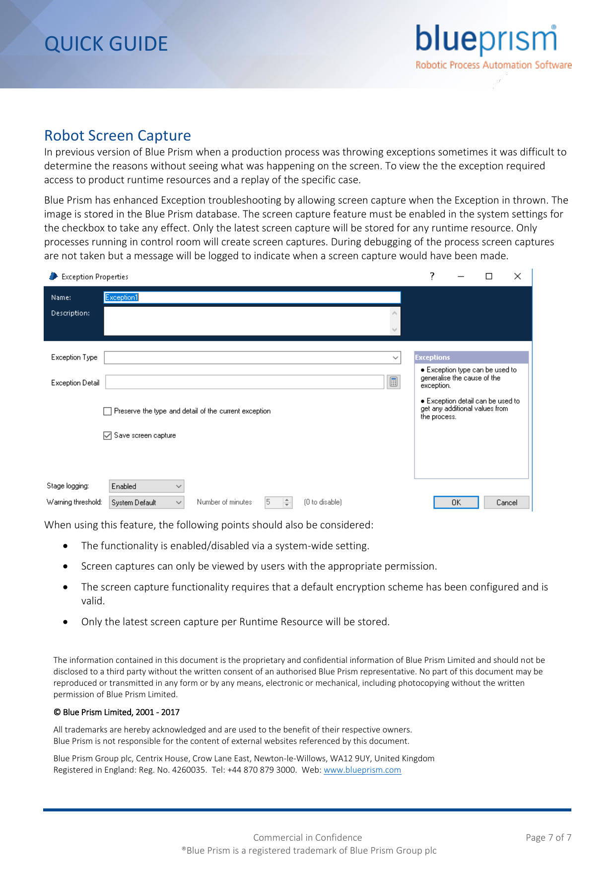 Page 7 of 7 - Version 6 - Quick Guide For Developers Blue Prism