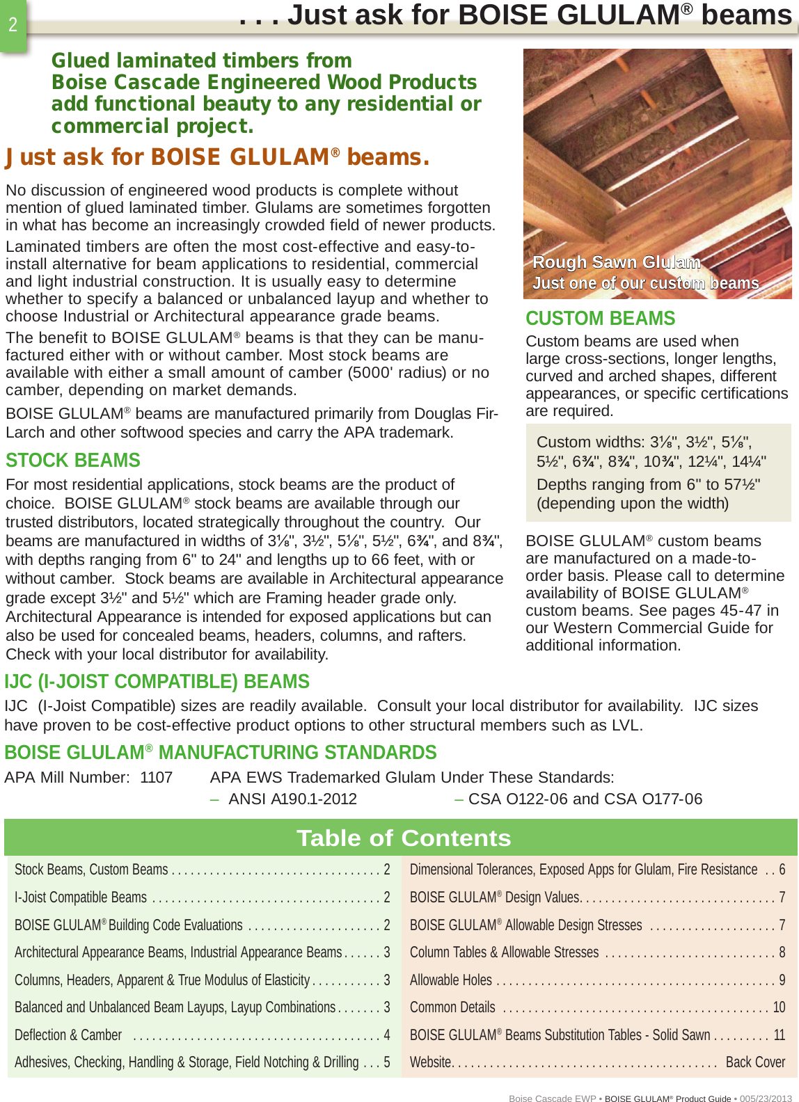 Page 2 of 12 - Boise Glulam Product Guide