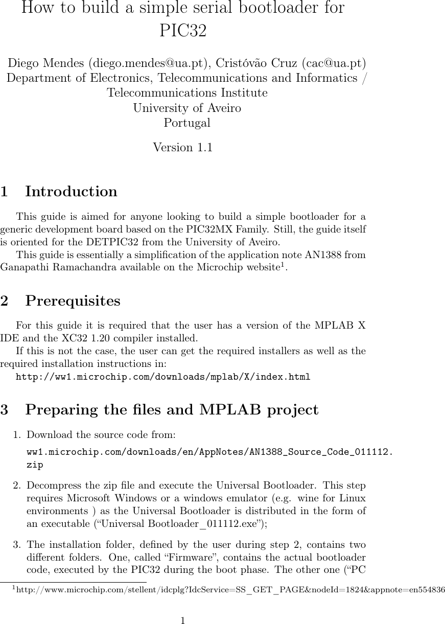 Page 1 of 5 - How To Build A Simple Serial Bootloader For PIC32 GUIDE R1.1