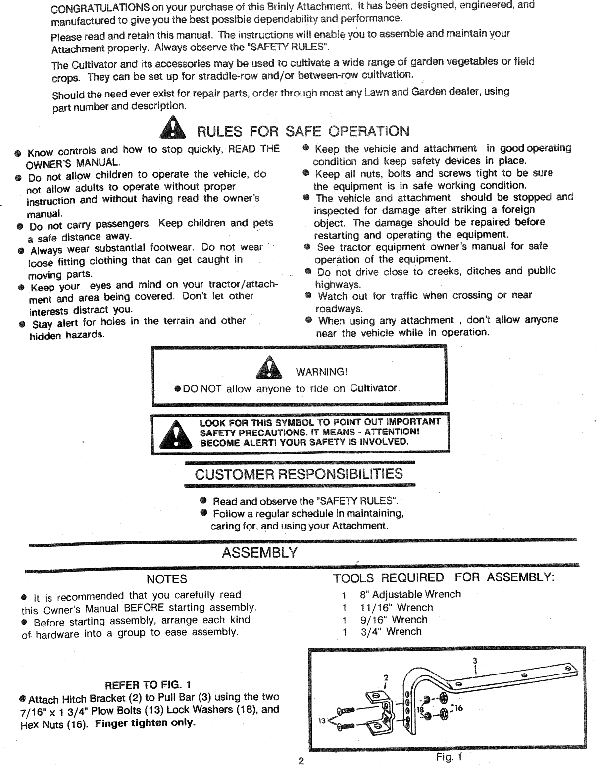 Page 2 of 4 - Brinly Sleeve Hitch Cultivator (CC-550) Cultivator(CC-550)