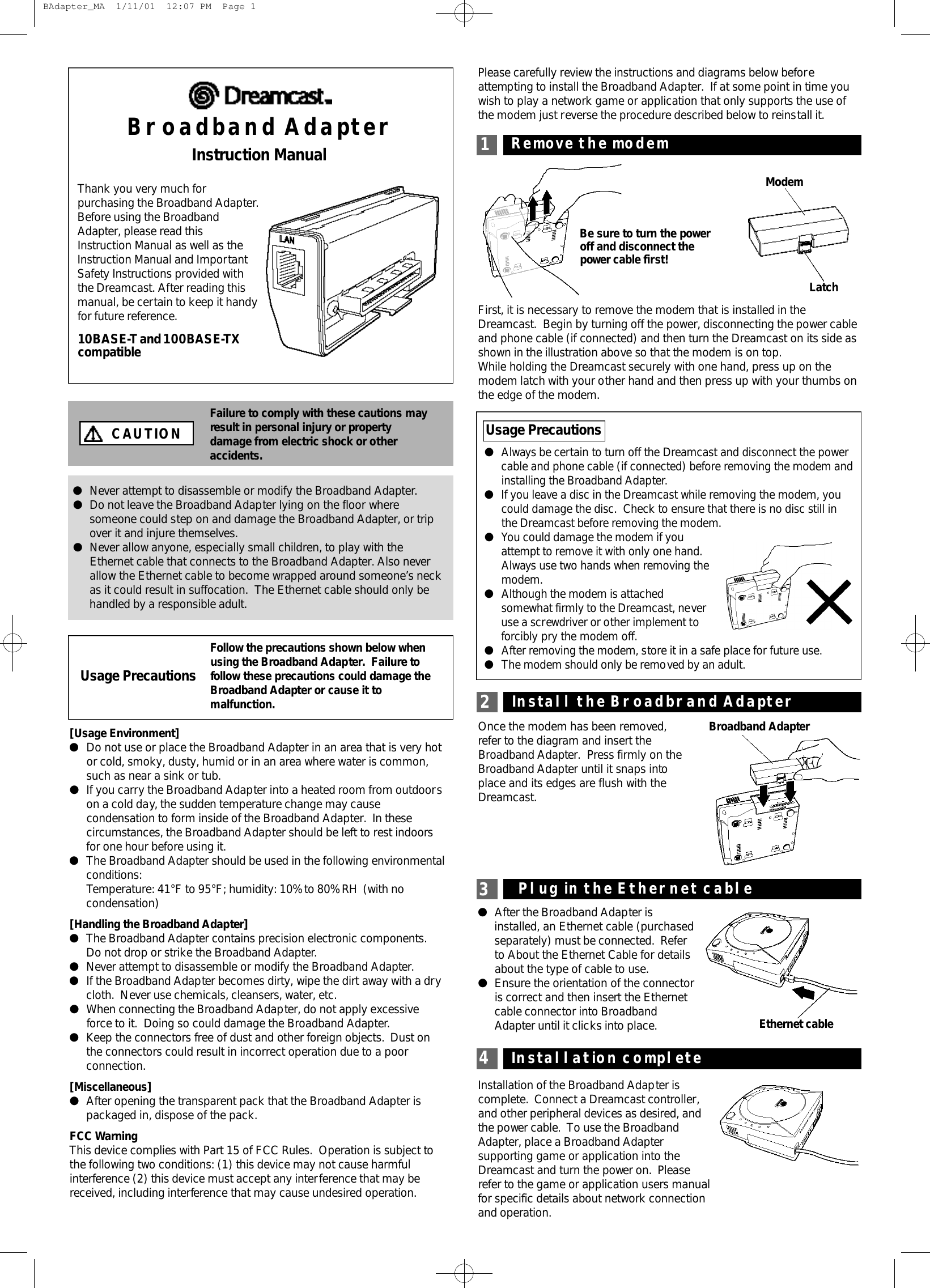Page 1 of 2 - Broadband Adapter (108K) Manual