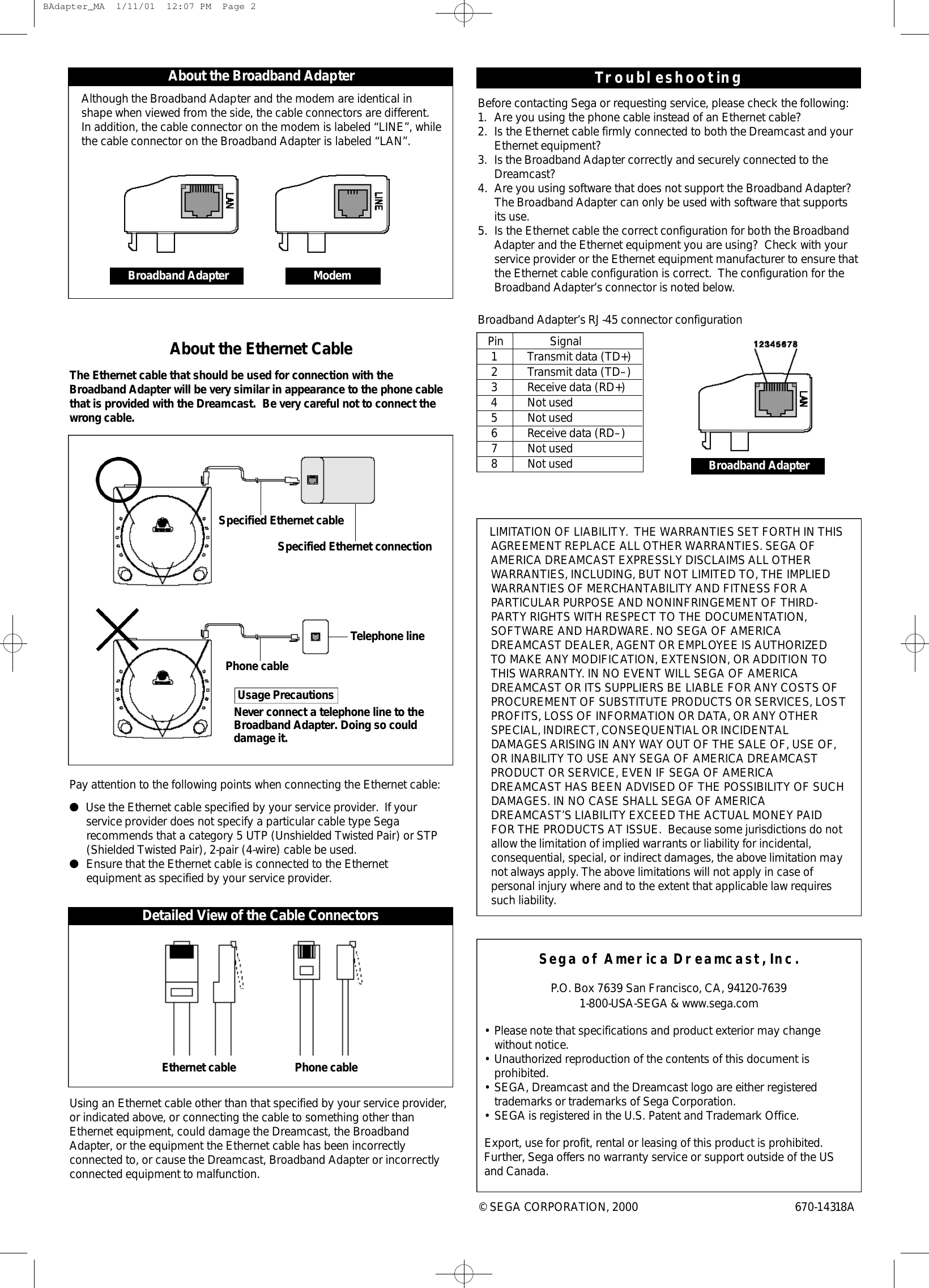 Page 2 of 2 - Broadband Adapter (108K) Manual