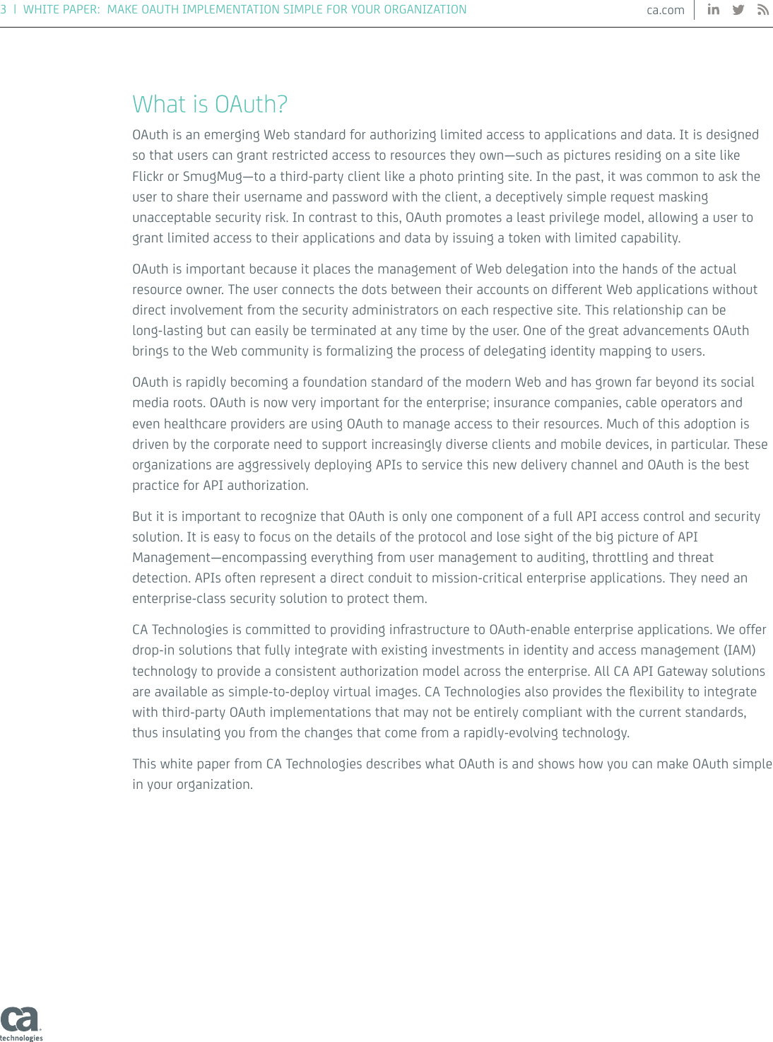 Page 3 of 12 - A How-to Guide To OAuth & API Security With CA Technologies A-how-to-guide-to-oauth-and-api-security