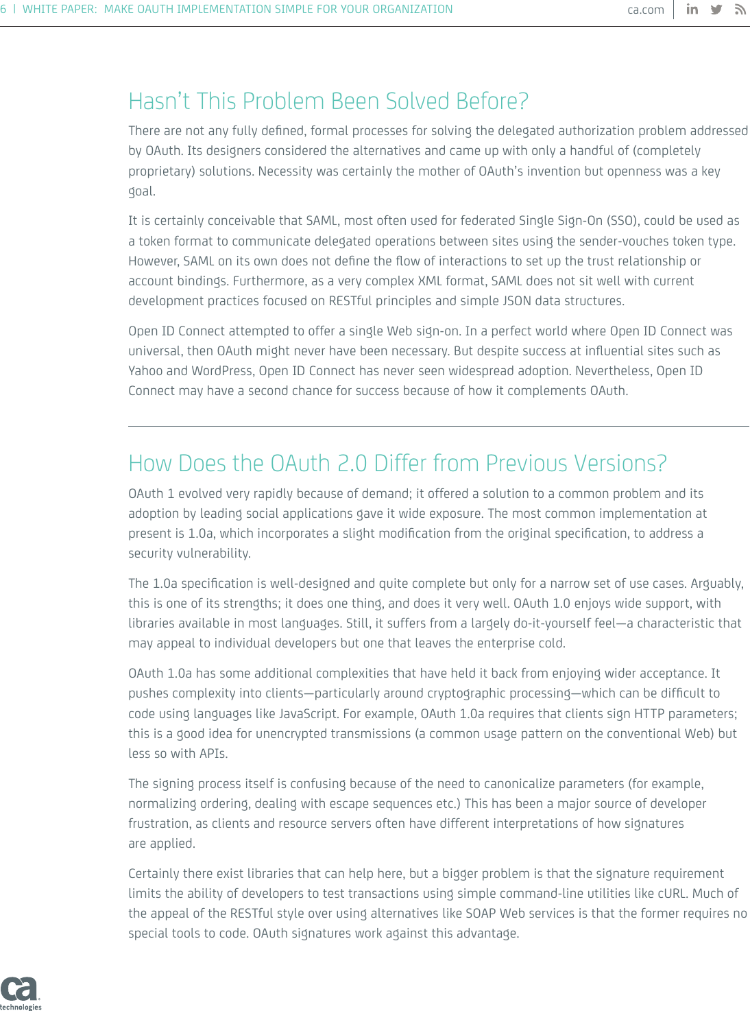 Page 6 of 12 - A How-to Guide To OAuth & API Security With CA Technologies A-how-to-guide-to-oauth-and-api-security