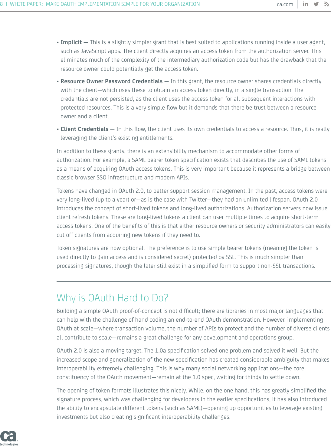 Page 8 of 12 - A How-to Guide To OAuth & API Security With CA Technologies A-how-to-guide-to-oauth-and-api-security