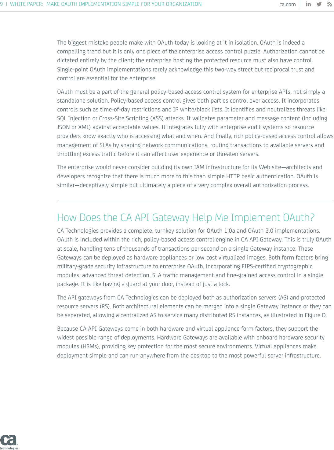 Page 9 of 12 - A How-to Guide To OAuth & API Security With CA Technologies A-how-to-guide-to-oauth-and-api-security