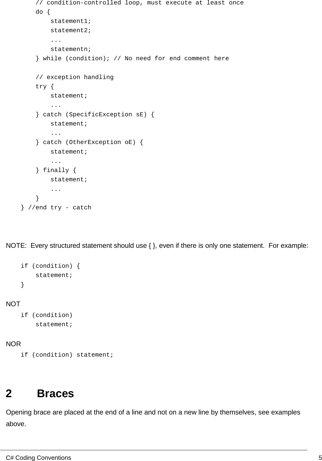 Page 5 of 12 - ITB116 Project Plan  - CAB201 C# Coding Style Guide