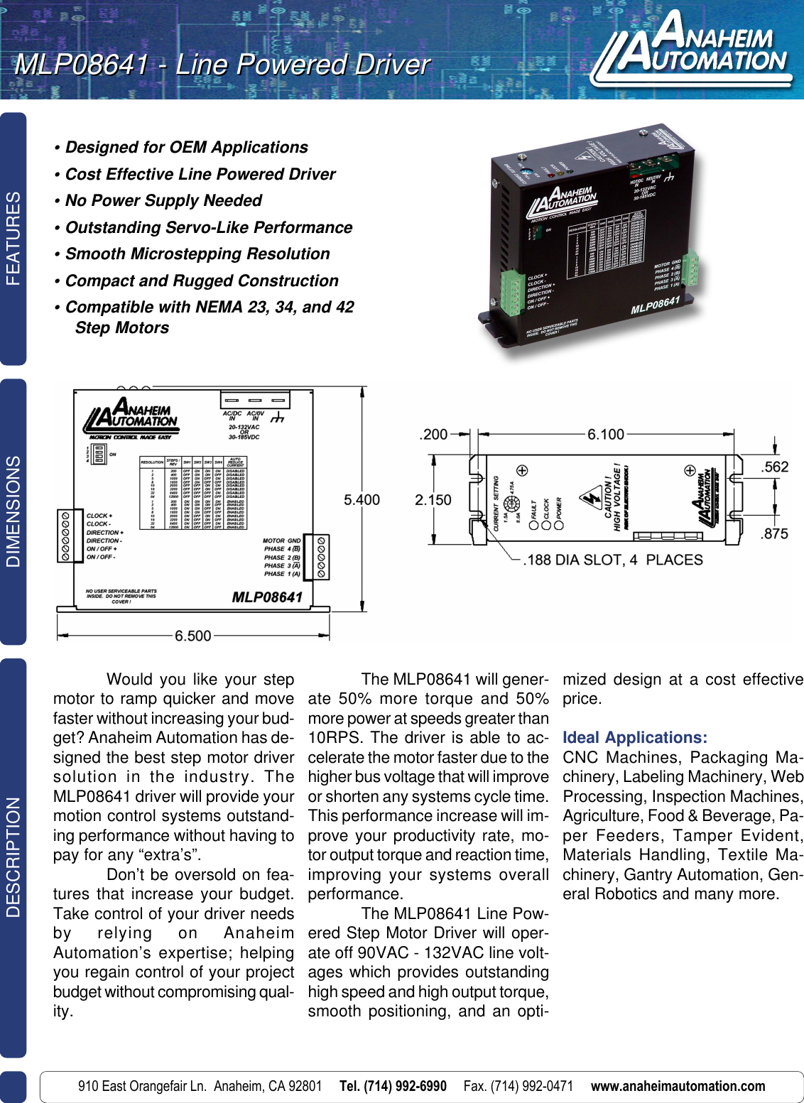Page 1 of 2 - MLP08641 Product Sheet CAT0101