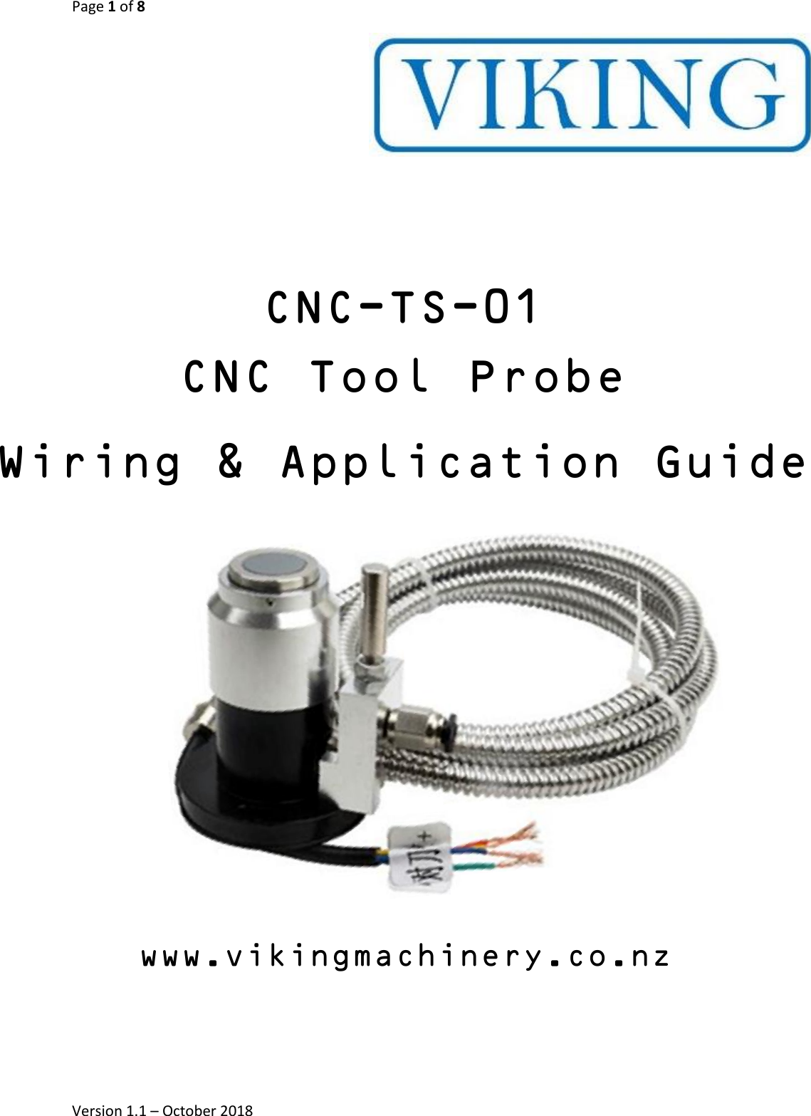 Page 1 of 8 - CNC Tool Sensor - CNC-TS-01 User Manual Viking Machinery Ltd