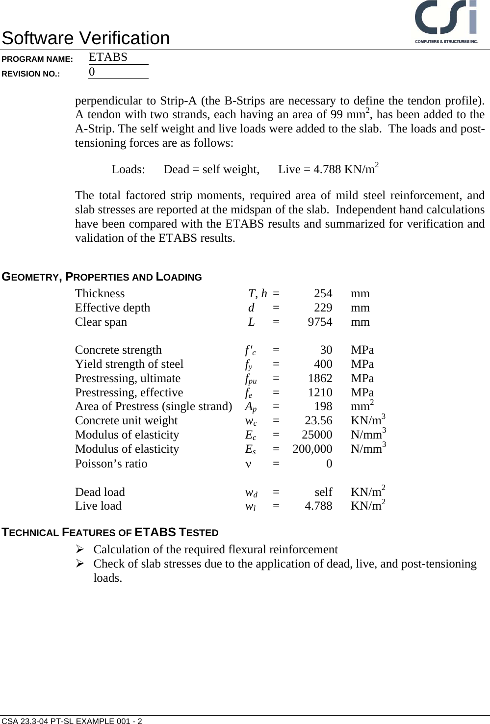 Page 2 of 6 - CSA A23.3-04 PT-SL Example 001