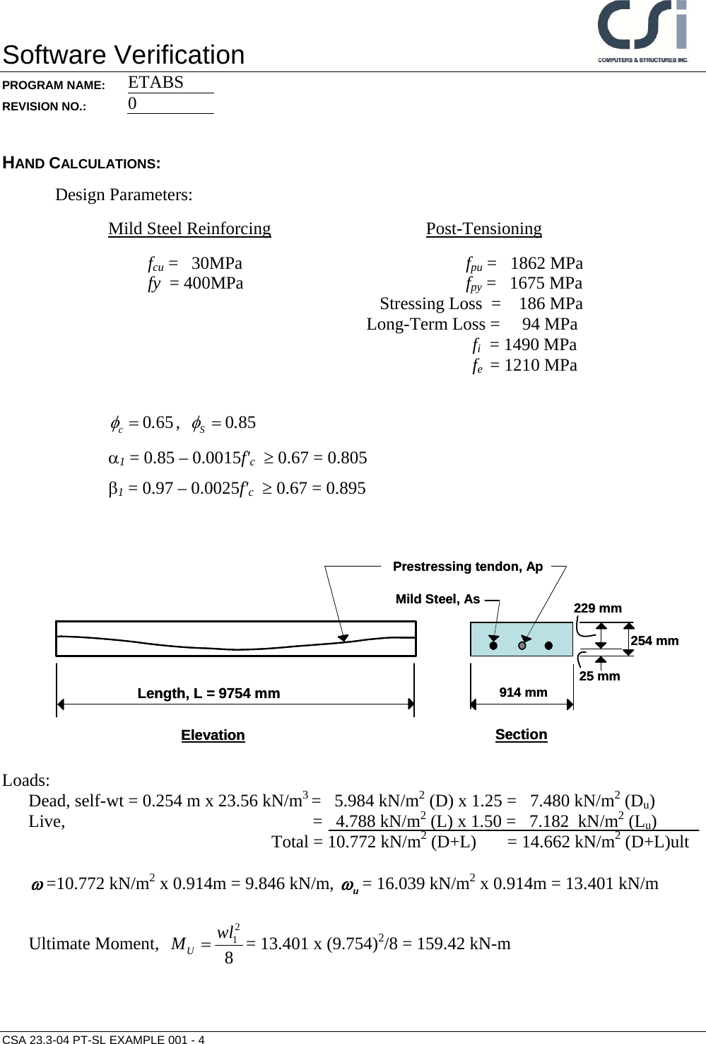 Page 4 of 6 - CSA A23.3-04 PT-SL Example 001