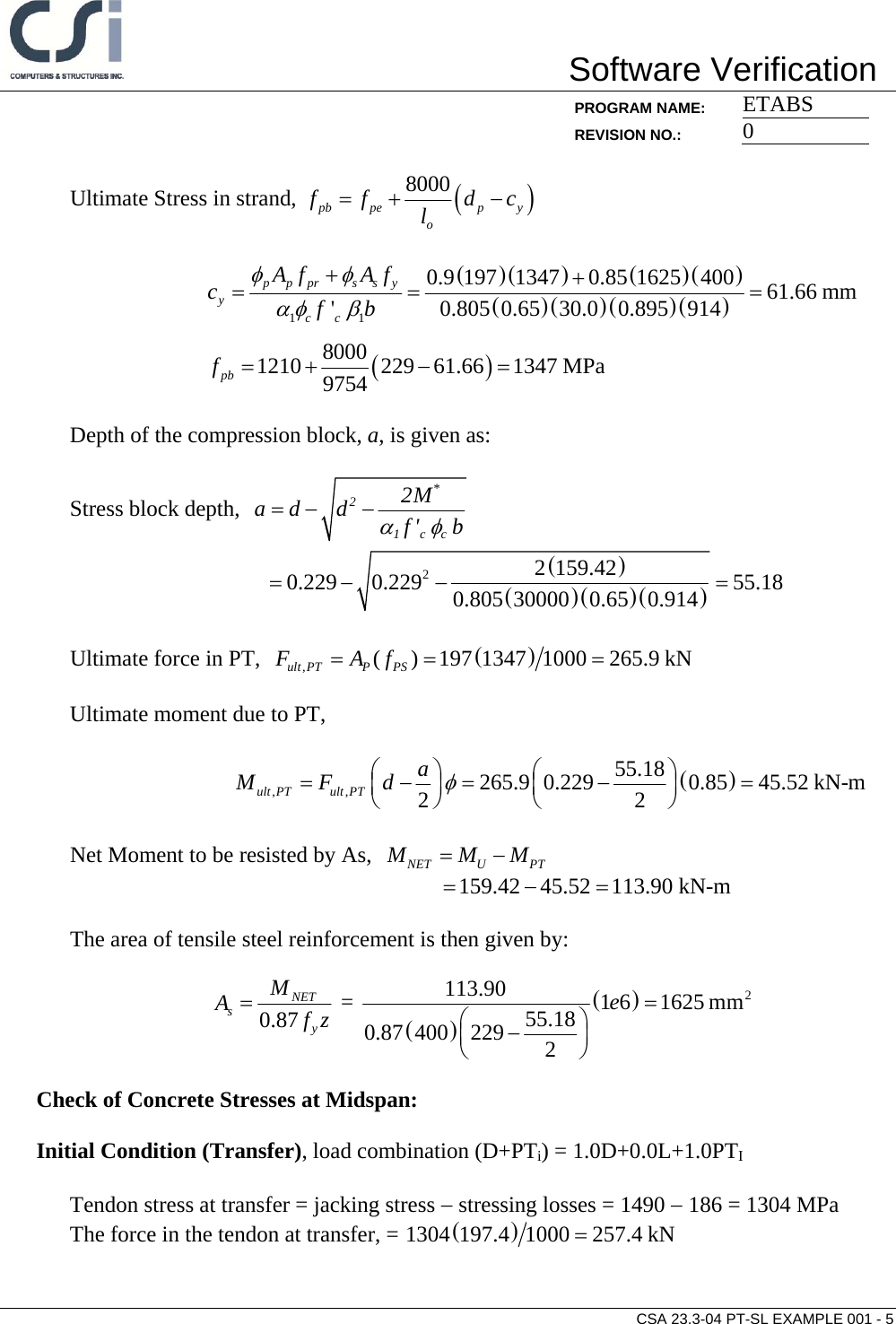 Page 5 of 6 - CSA A23.3-04 PT-SL Example 001