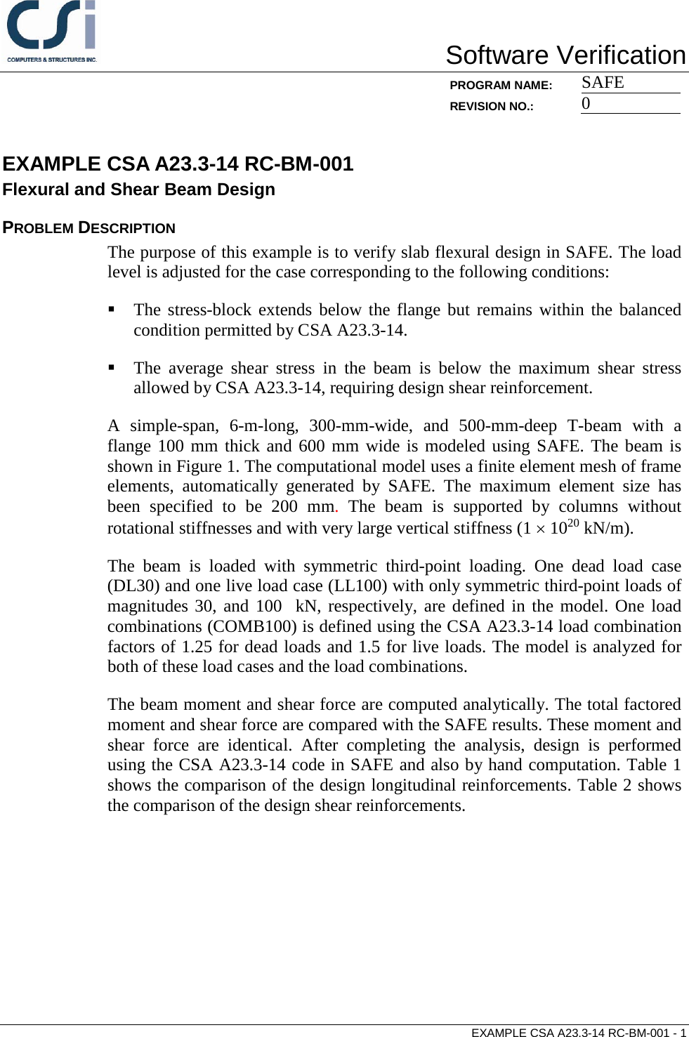 Page 1 of 7 - Contents CSA A23.3-14 RC-BM-001