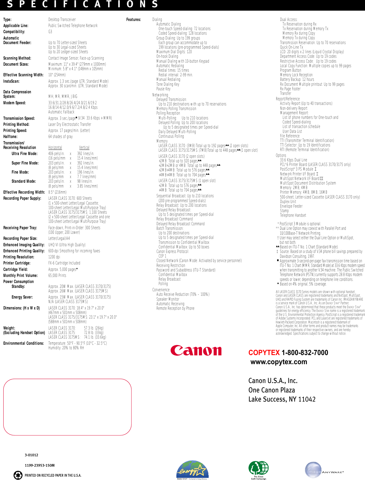 Page 6 of 6 - Canon-Super-G3-Laser-Class-3170-Specs