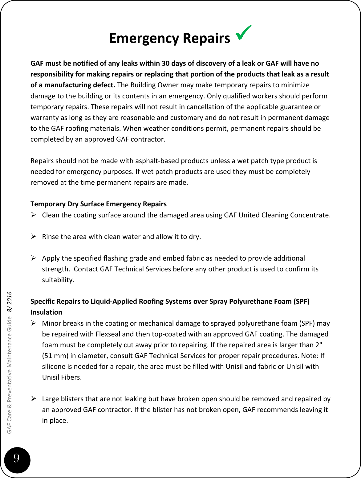 Page 10 of 11 - Care Preventative Maintenance Guide Liquid Applied Systems