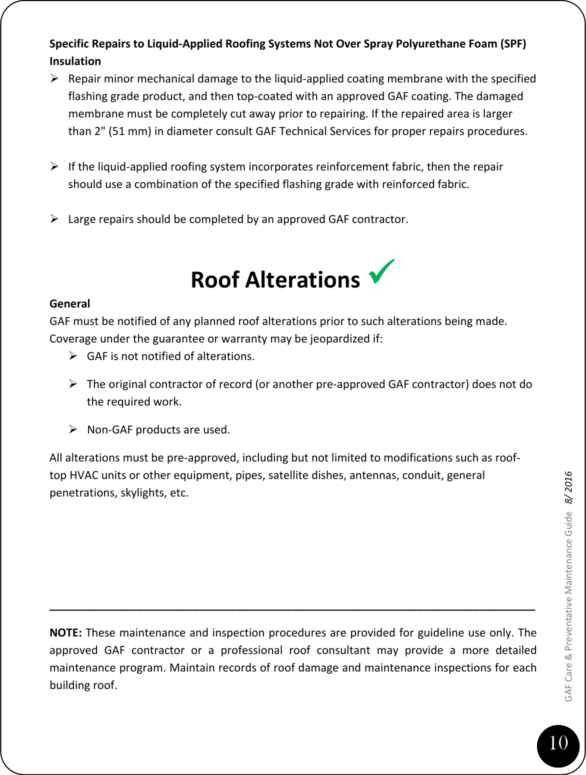 Page 11 of 11 - Care Preventative Maintenance Guide Liquid Applied Systems