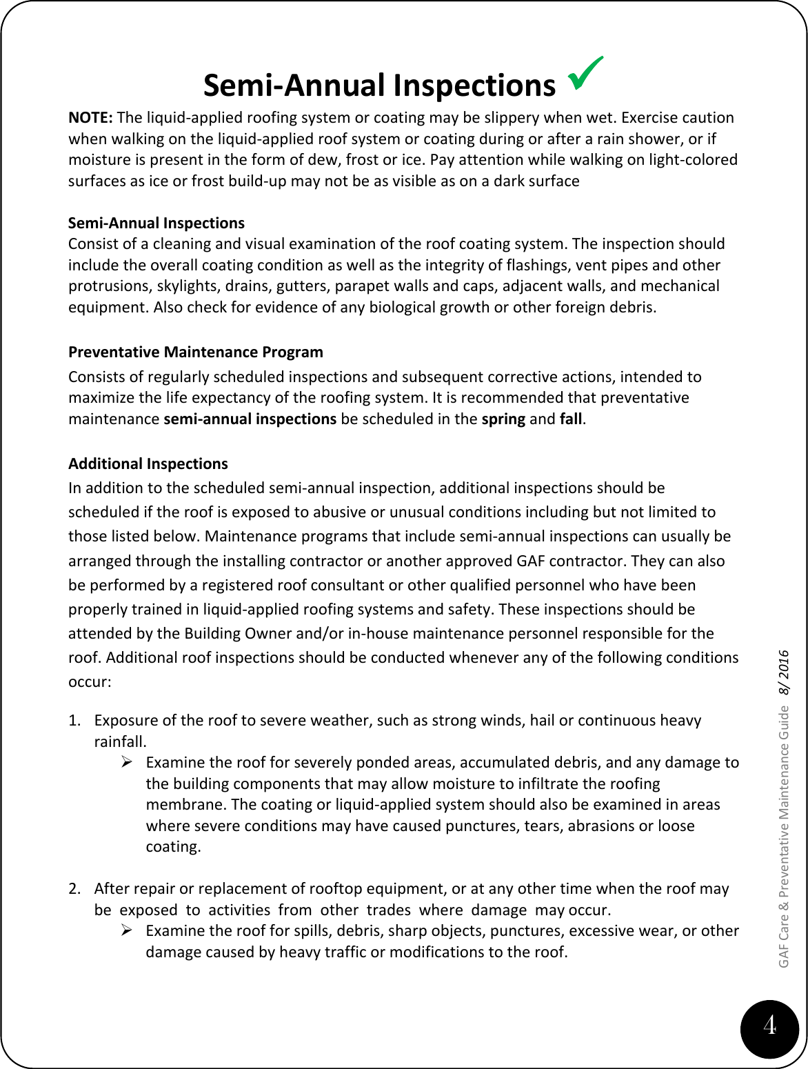 Page 5 of 11 - Care Preventative Maintenance Guide Liquid Applied Systems