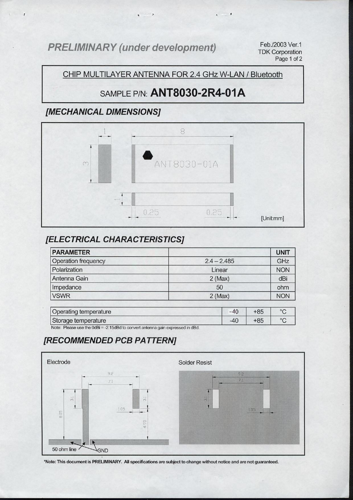 Page 1 of 2 - Chip Antenna