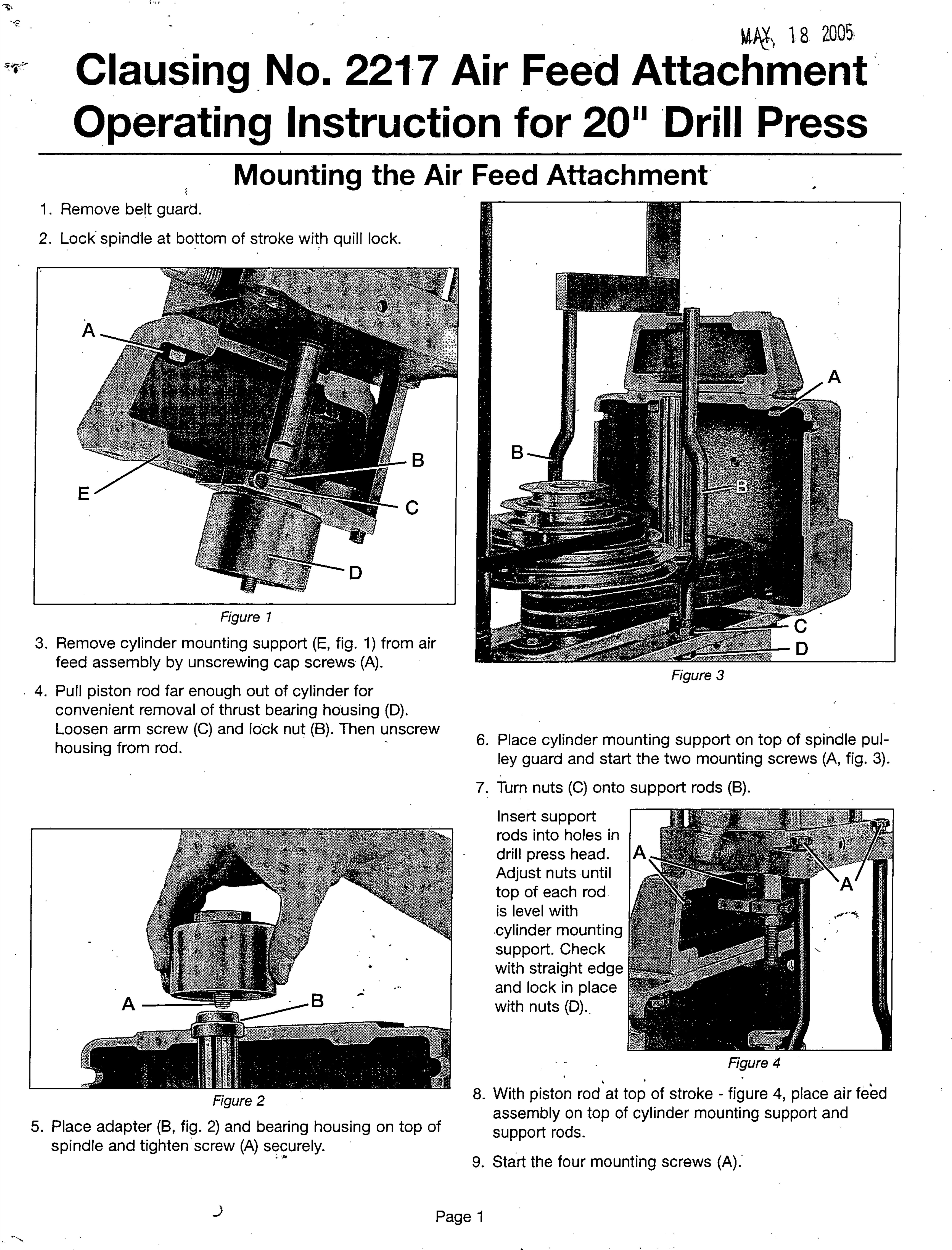 Page 1 of 9 - Clausing-2217-Drill-Press-Manual